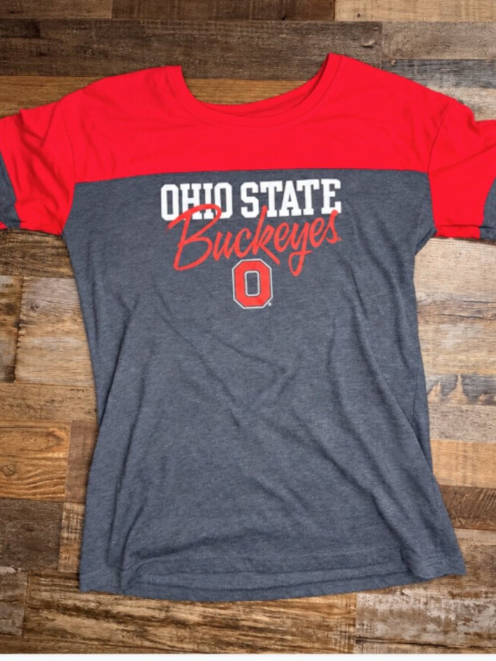 Ohio State Buckeyes Women's Large Red Gray Graphic T-Shirt - Picture 2 of 7